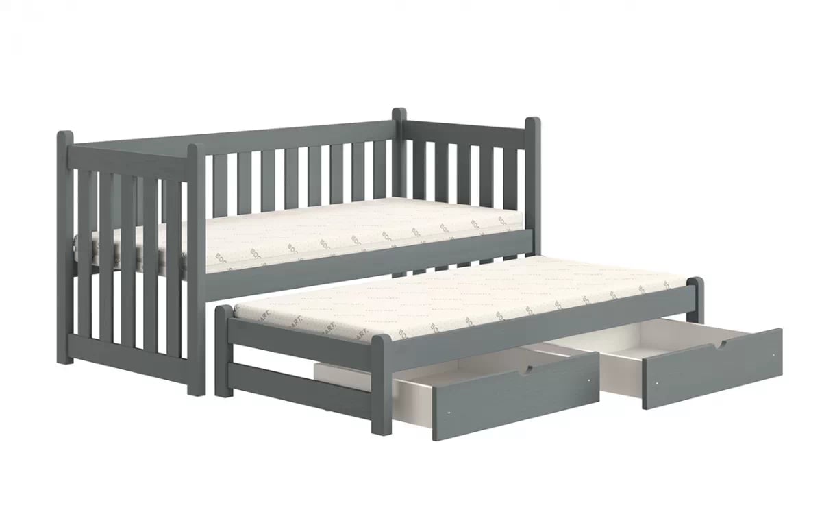 Detská posteľ Swen s prístelkou - 80x180 cm - grafitová Posteľ prízemná výsuvna Swen - Farba Grafit
