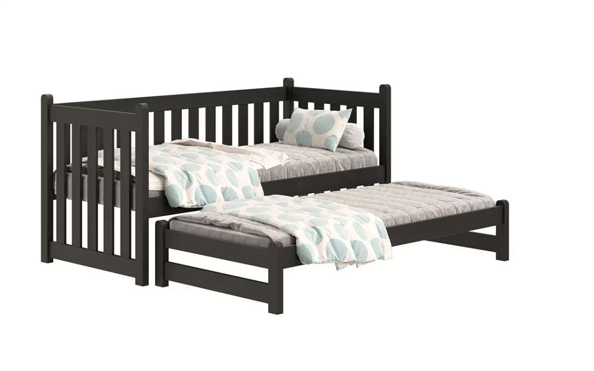 Detská posteľ Swen s prístelkou - 80x180 cm - čierna Posteľ prízemná výsuvna Swen - Farba Čierny