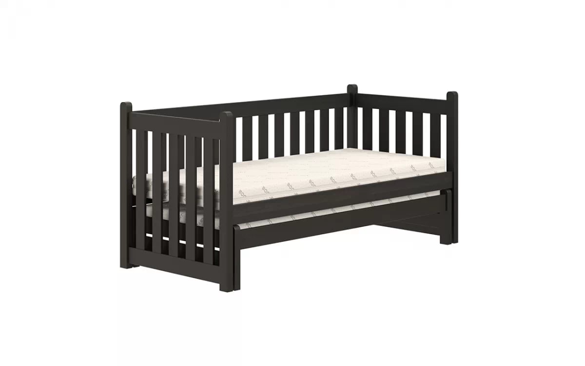 Výsuvná dětská postel Swen 80x190 cm se zásuvkami - černá postel přízemní výsuvná Swen - Barva Černý