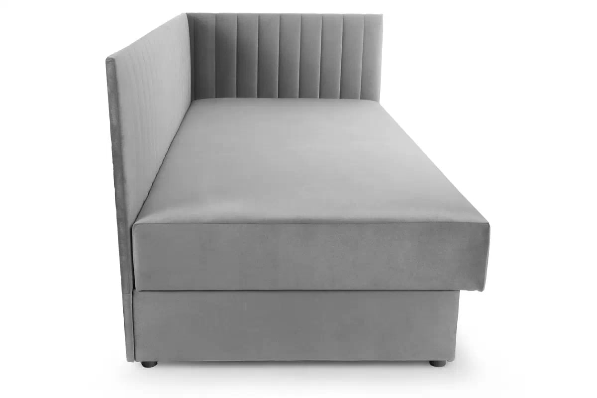 Pravostranná lenoška Nutri 186x80 cm s úložným prostorem - šedý samet Zanzibar 182 Dětská pohovka/postel pravá s úložným prostorem Nutri - šedý samet Zanzibar 182, 186x80/80 cm