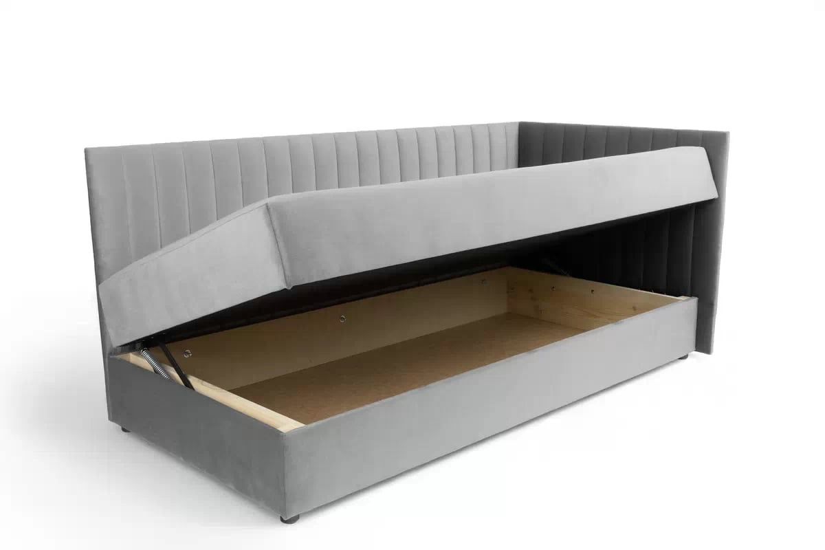 Pravostranná lenoška Nutri 186x80 cm s úložným prostorem - šedý samet Zanzibar 182 Dětská pohovka/postel pravá s úložným prostorem Nutri - šedý samet Zanzibar 182, 186x80/80 cm