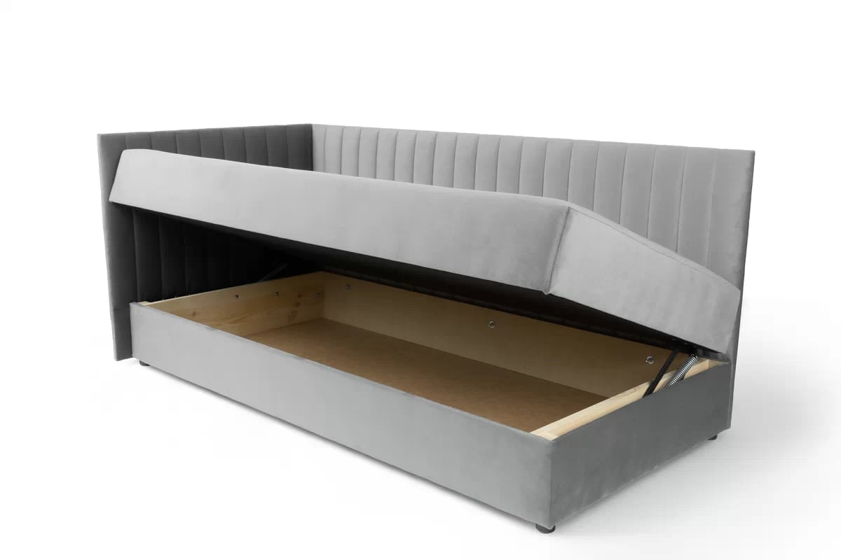 Levá válenda Nutri 186x90/80 cm s úložným prostorem - šedý samet Zanzibar 182 Dětská pohovka/postel levá s úložným prostorem Nutri - šedý samet Zanzibar 182, 186x90/80 cm