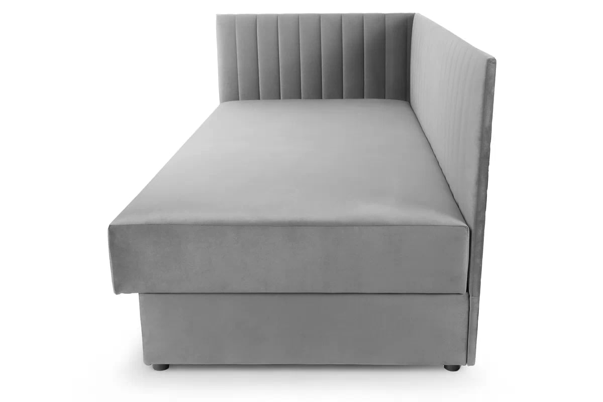 Levá válenda Nutri 186x90/80 cm s úložným prostorem - šedý samet Zanzibar 182 Dětská pohovka/postel levá s úložným prostorem Nutri - šedý samet Zanzibar 182, 186x90/80 cm