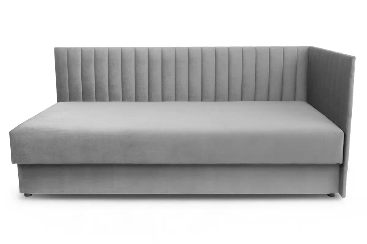 Pravá dětská pohovka/postel Nutri 186x90/80 cm s úložným prostorem - šedý samet Zanzibar 182 Dětská pohovka/postel pravá s úložným prostorem Nutri - šedý samet Zanzibar 182, 186x90/80 cm