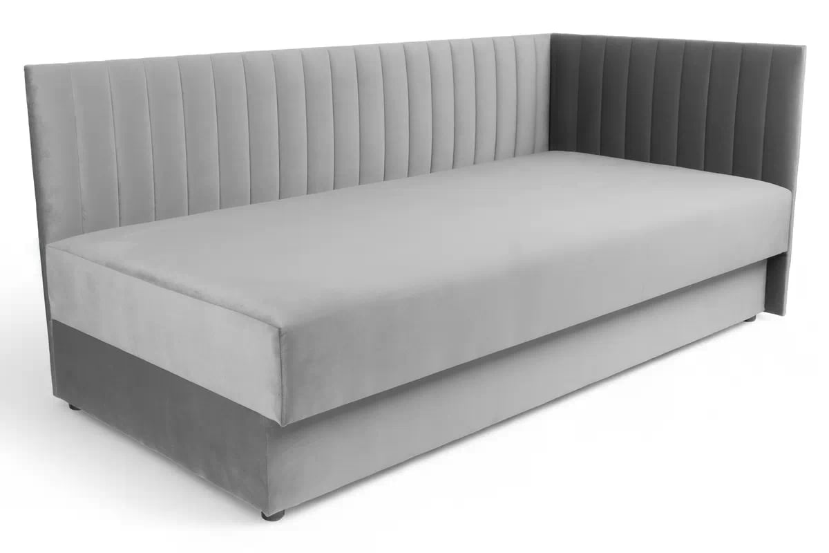 Pravá dětská pohovka/postel Nutri 186x90/80 cm s úložným prostorem - šedý samet Zanzibar 182 Dětská pohovka/postel pravá s úložným prostorem Nutri - šedý samet Zanzibar 182, 186x90/80 cm