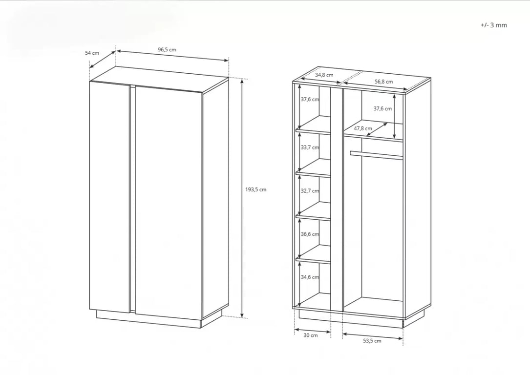 Skříň Arcano 96 cm - bílá / dub grandson skříň dvoudveřová Arcano 96 cm - Bílý/Dub grandson