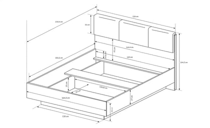 Manželská posteľ Arcano S vnútorným úložným priestorom160x200 - biely/Dub grandson Posteľ do spálne Arcano S vnútorným úložným priestorom160x200 - Biely/Dub grandson