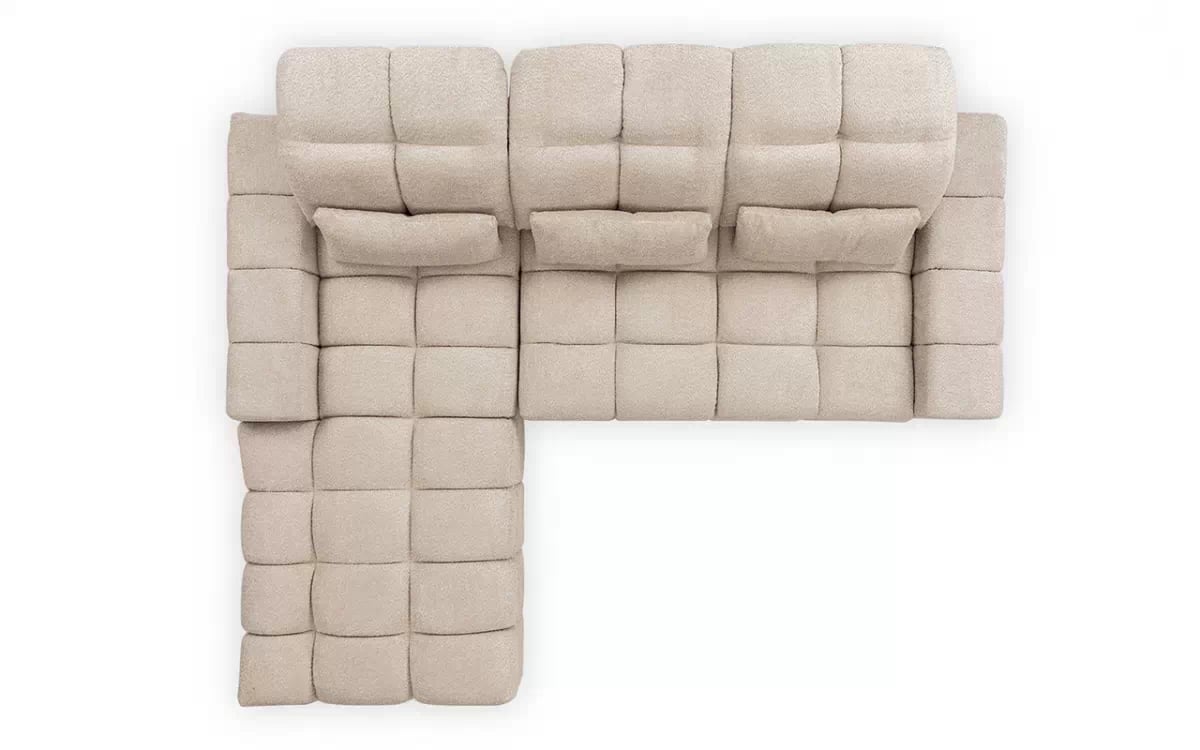 Elektrický rozkládací rohový gauč Magnelio Mini levý - béžová bouclé Catch Me 02 Rohová sedací souprava Strana levá z elektricky wysuwanym sedadlem i funkcja spaní Magnelio Mini - Béžová boucla Catch Me 02