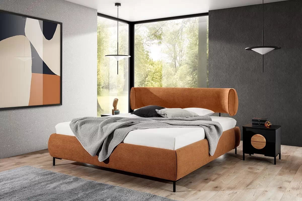 Čalouněná postel Ovalo 160x200 cm postel čalouněné Ovalo 160x200 z regulowanym wezglowiem