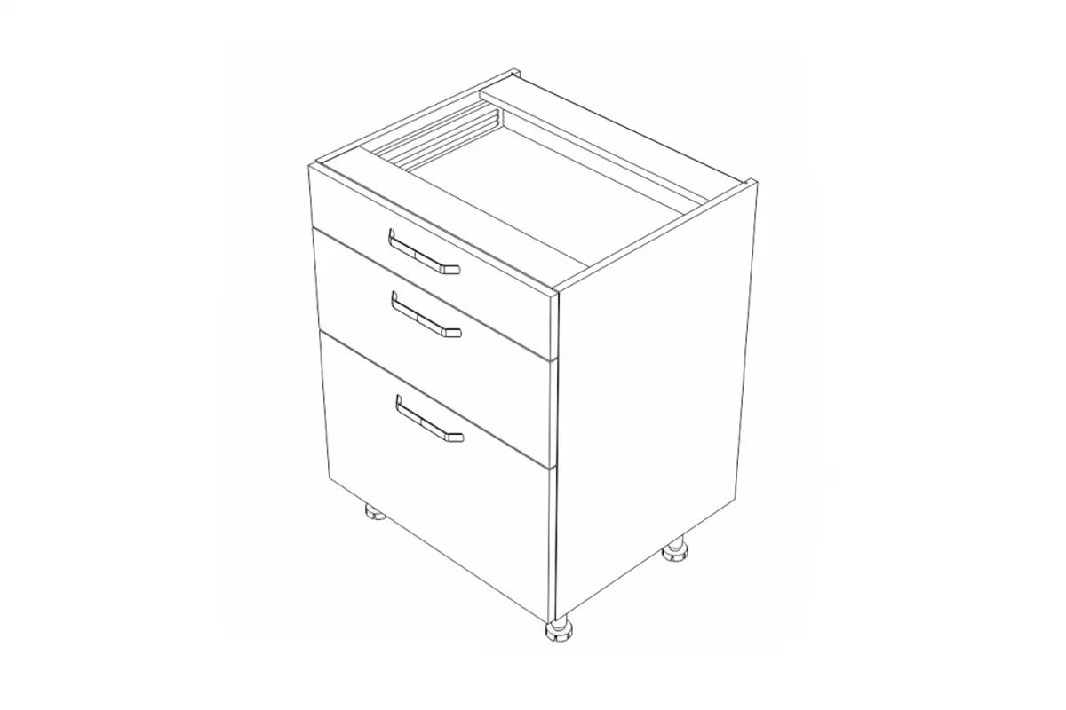 KAMMONO P2 DSS65/3 - Skříňka kuchyňská se třemi  zásuvkami KAMMONO P2 DSS65/3 - Skříňka kuchyňská se třemi  zásuvkami