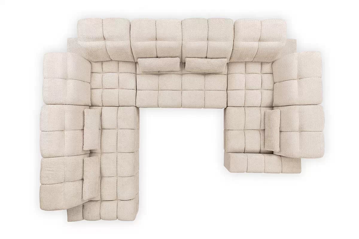 Rohová sedacia súprava Magnelio U ľavá elektrická s rozkladacou funkciou - béžová bouclé Catch Me 02 Rohová sedacia súprava Ľavá strana s elektricky výsuvným sedákem i i funkcja spania Magnelio U - Béžová boucle Catch Me 02