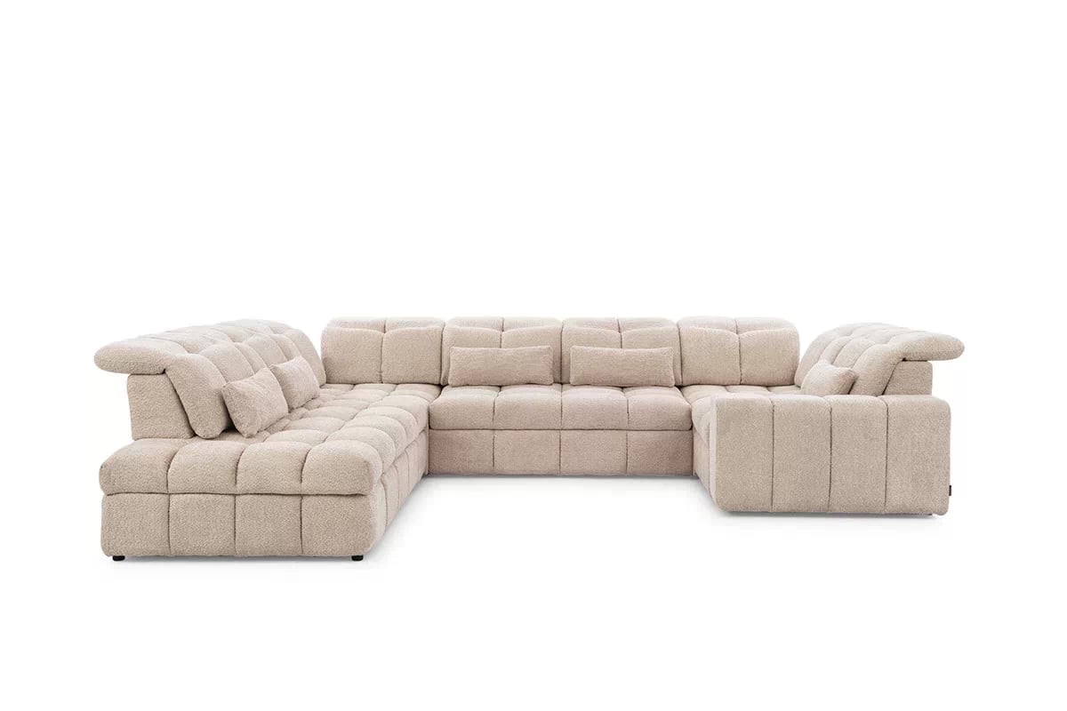 Rohová sedacia súprava Magnelio U ľavá elektrická s rozkladacou funkciou - béžová bouclé Catch Me 02 Rohová sedacia súprava Ľavá strana s elektricky výsuvným sedákem i i funkcja spania Magnelio U - Béžová boucle Catch Me 02