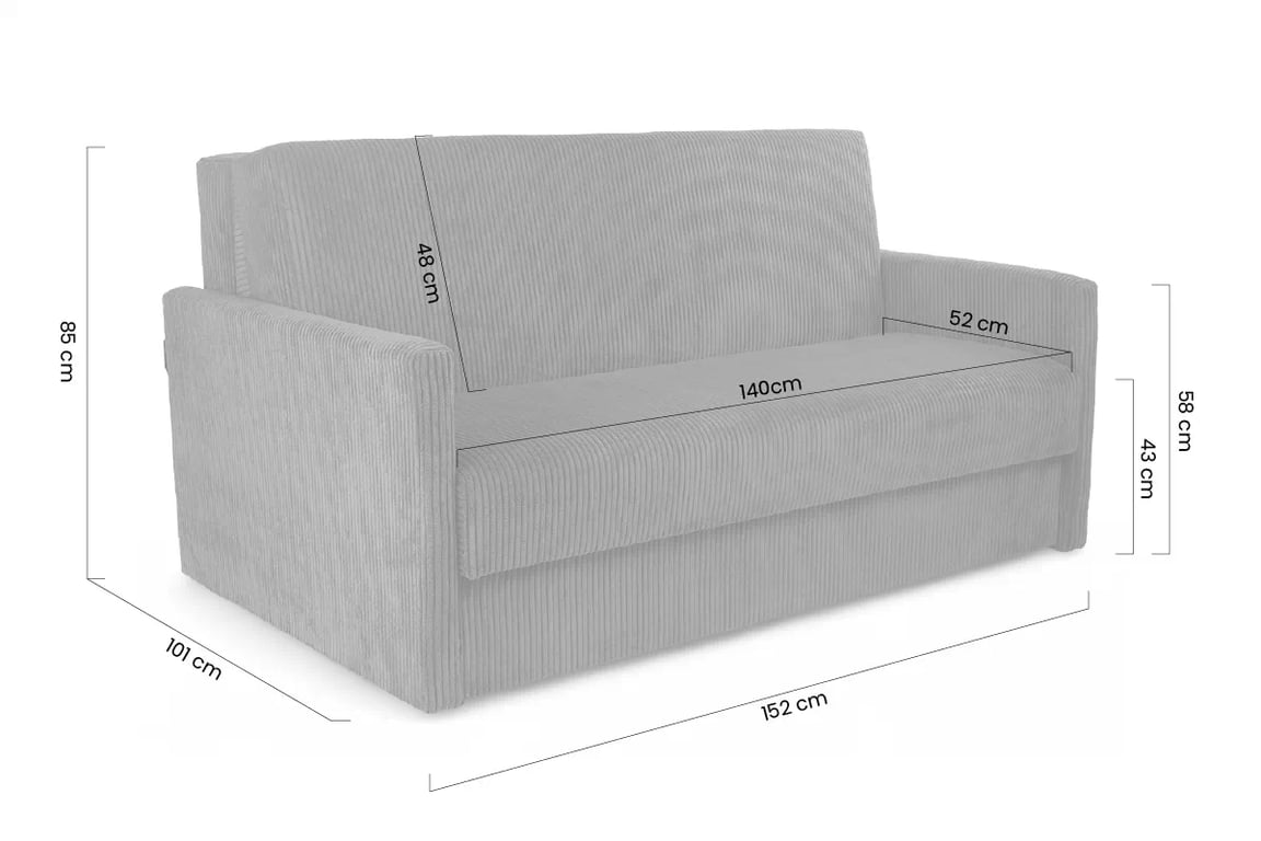 Rozkládací pohovka Jolka 140 cm - krémový manšestr Lincoln 03 Pohovka rozkladana Amerykanka Jolka 140 - Krémový manšestr Lincoln 03