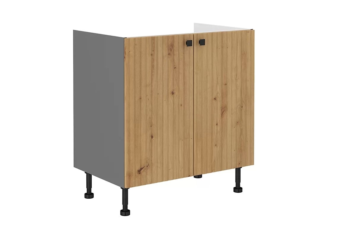 Kuchyňská linka Lesis 260 cm - dub artisan lamela / antracitová Skříňka dvoudveřová pod zlewozmywak Lesis D80 ZL 2F - Dub artisan lamel / Antracytová
