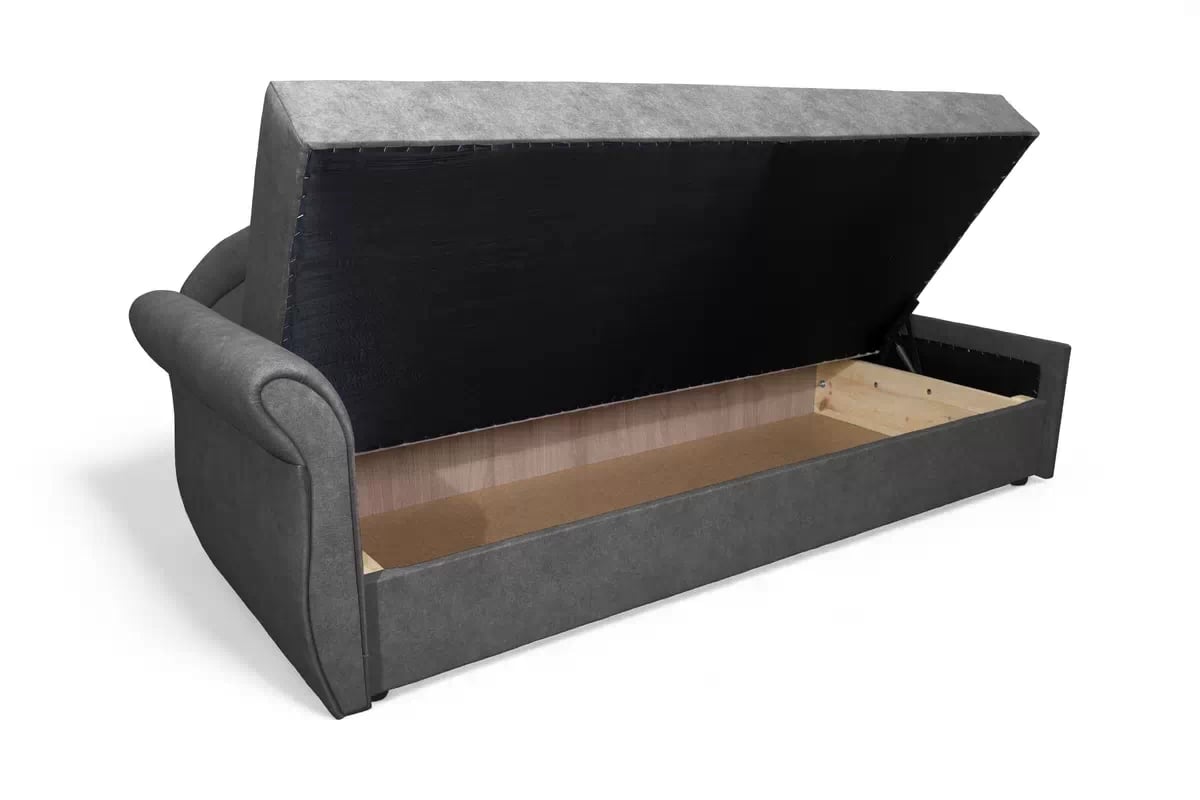 Levostranné jednolůžko Marek s úložným prostorem - šedý samet Cloud 91 Dětská pohovka/postel levá jednoosobowe s úložným prostorem Marek - šedý welwet Cloud 91