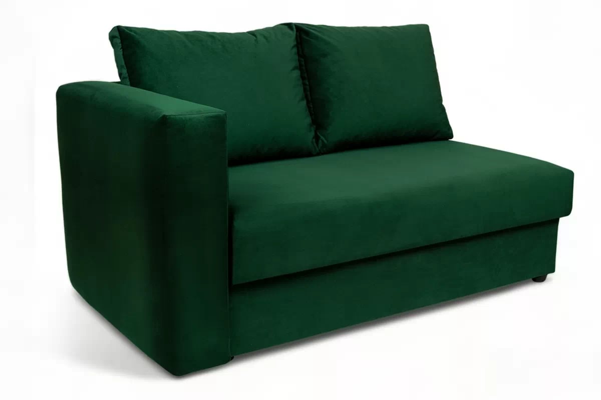 Rozkládací válenda s úložným prostorem Maciek pravá - zelená Velluto 10 Dětská pohovka/postel pravá strana rozkládací s úložným prostorem Maciek - Zelený samet Velluto 10