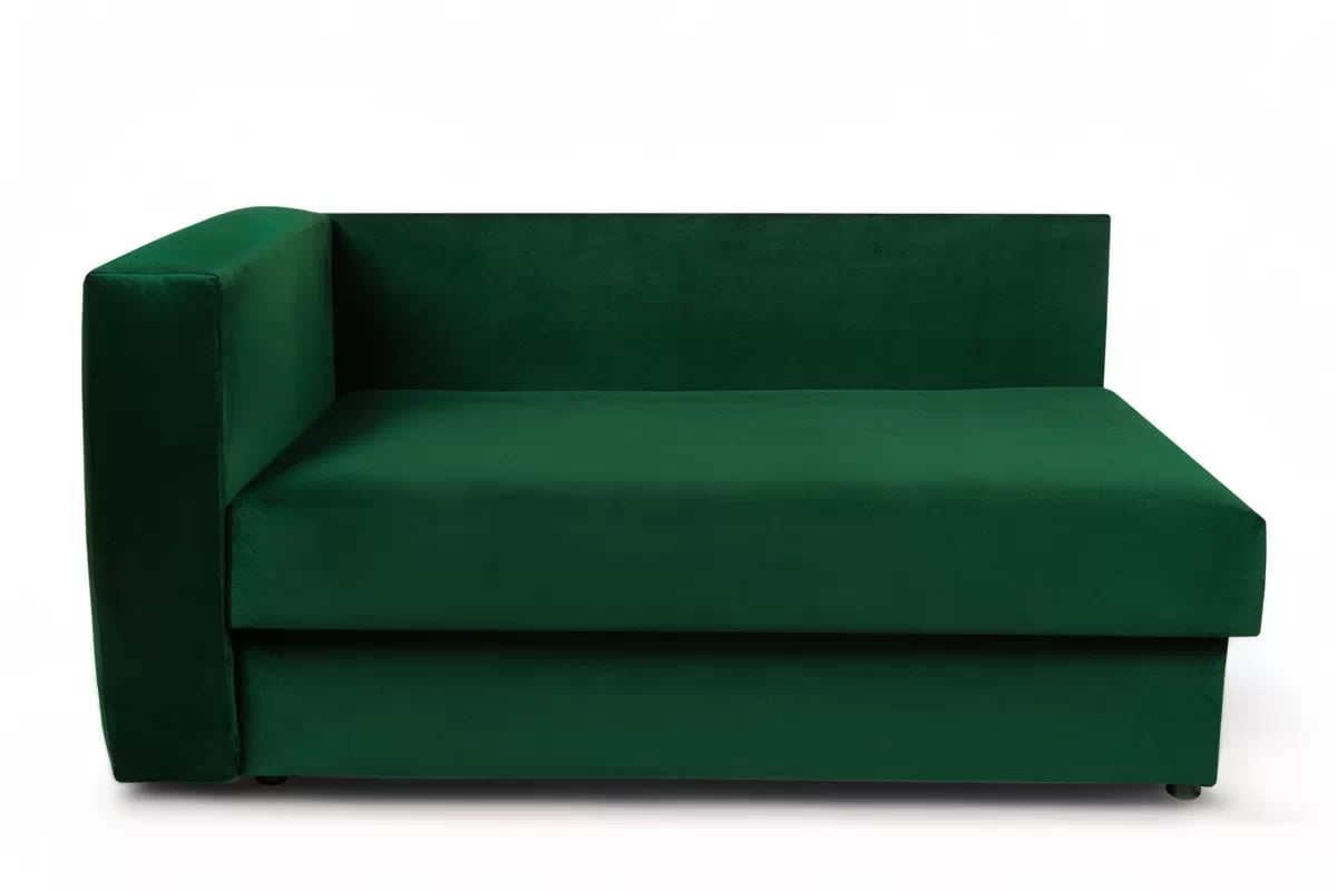 Rozkládací válenda s úložným prostorem Maciek pravá - zelená Velluto 10 Dětská pohovka/postel pravá strana rozkládací s úložným prostorem Maciek - Zelený samet Velluto 10