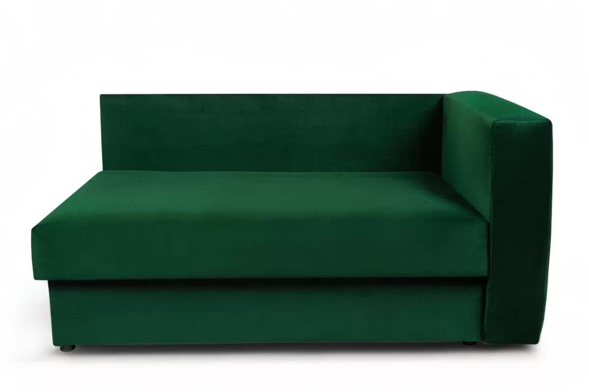 Rozkladacie jednolôžko Maciek ľavostranné s úložným priestorom - zelený velúr Velluto 10 Detská pohovka/posteľ Ľavá strana rozkladany s úložným priestorom Maciek - Zelený zamat Velluto 10