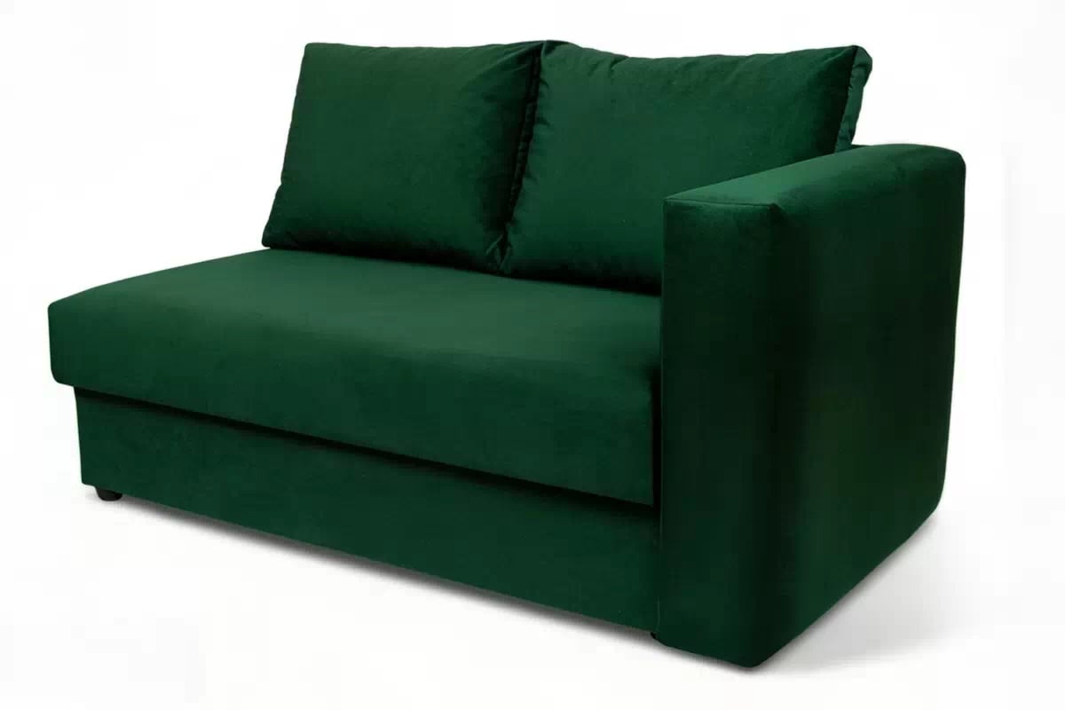 Rozkladacie jednolôžko Maciek ľavostranné s úložným priestorom - zelený velúr Velluto 10 Detská pohovka/posteľ Ľavá strana rozkladany s úložným priestorom Maciek - Zelený zamat Velluto 10