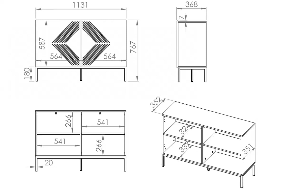 Komoda Pingli 03 - 114 cm - biely mat / Čierny Rošt Komoda Pingli 03 - 114 cm - biely mat / Čierny Rošt