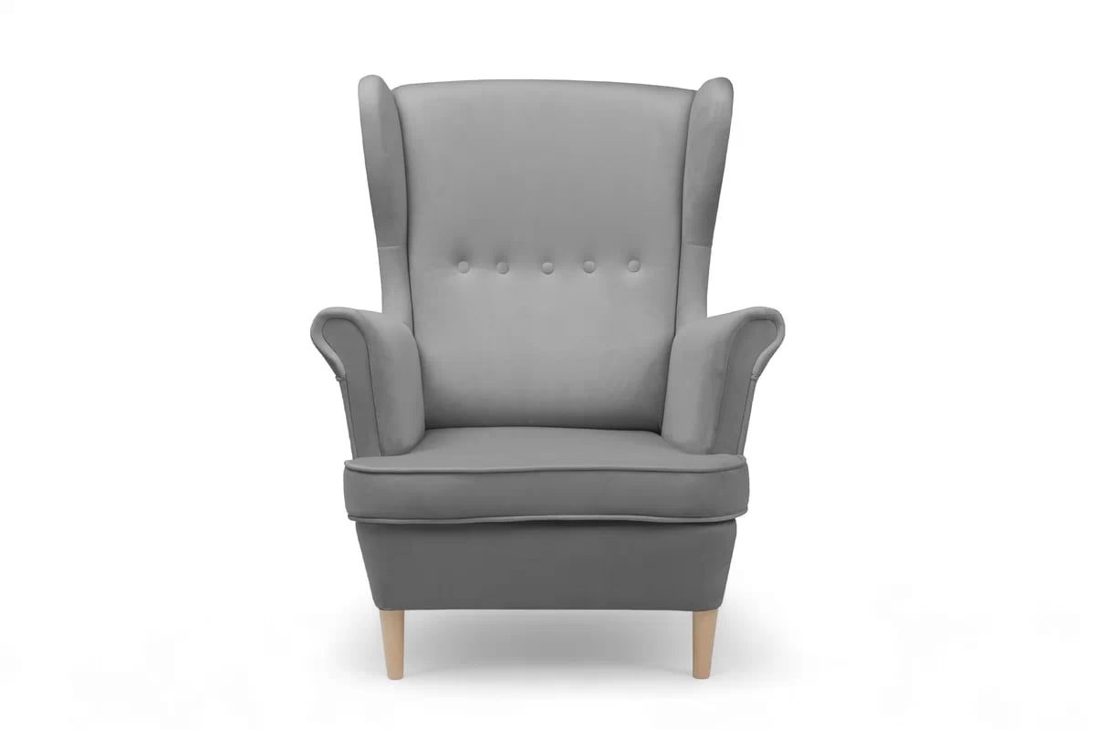 Kreslo Ušiak Vilano s podnožkou - šedý zamat Velluto 16 / Nohy buk Kreslo Ušiak Vilano z podnozkiem - šedý zamat Velluto 16 / Nohy buk 