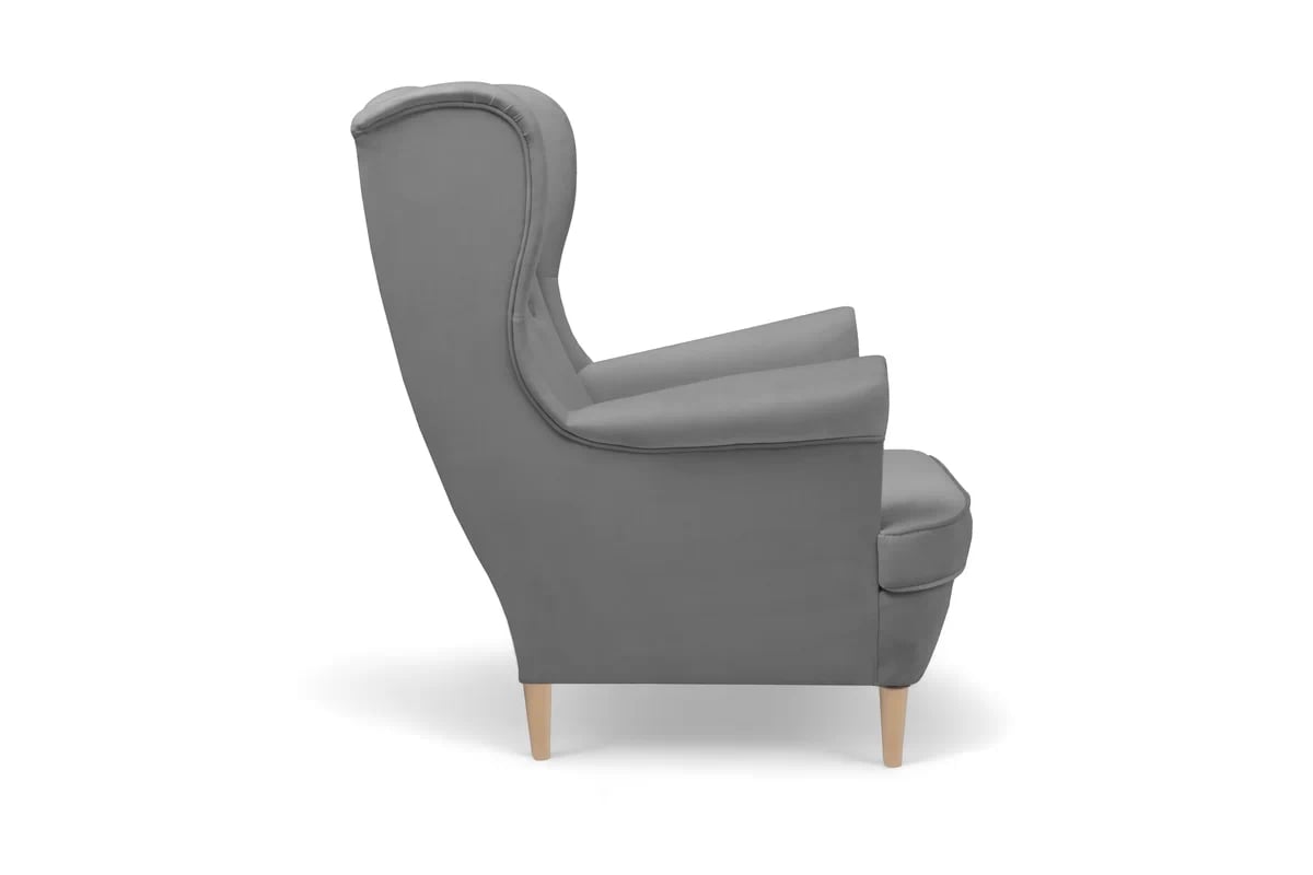 Kreslo Ušiak Vilano s podnožkou - šedý zamat Velluto 16 / Nohy buk Kreslo Ušiak Vilano z podnozkiem - šedý zamat Velluto 16 / Nohy buk 