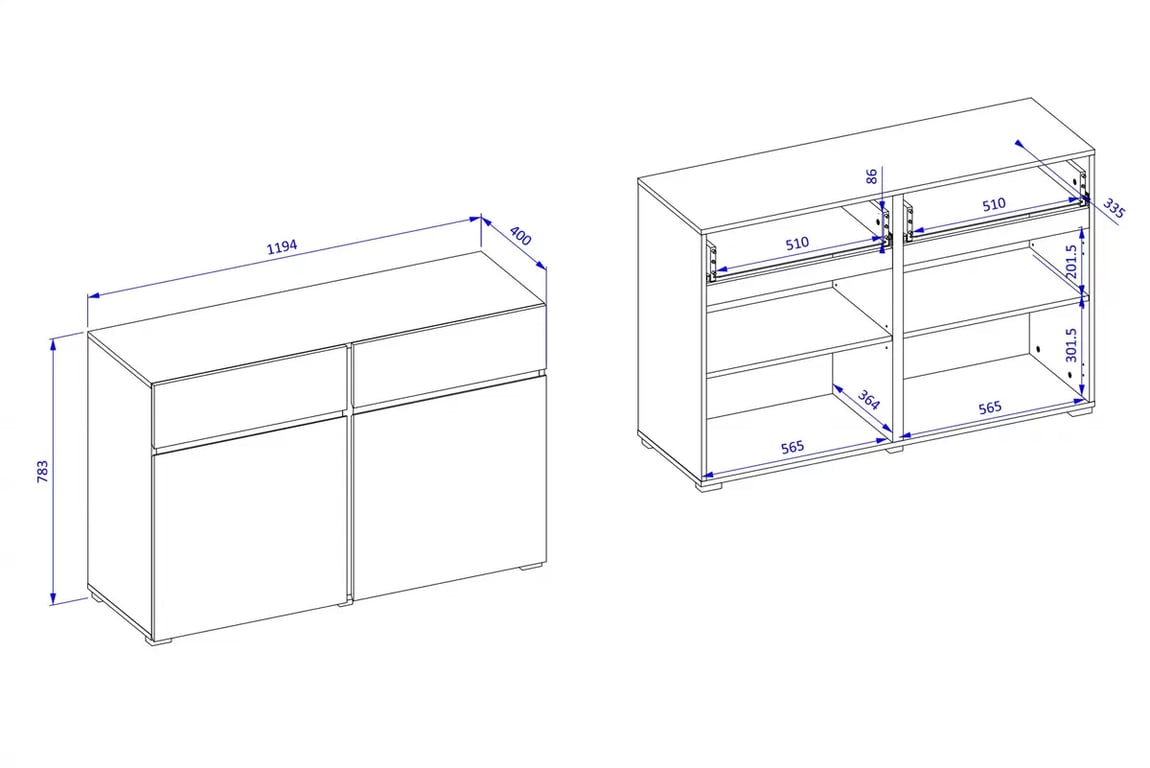 Komoda Cross 45 so zásuvkami 119 cm - biela / čierna Komoda Cross 45 so zásuvkami 119 cm - biela / čierny