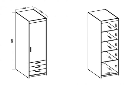 Skříň Lena 1D3S se zásuvkami 60 cm - dub sonoma skříň Lena 1D3S s zásuvkami 60 cm - Dub sonoma