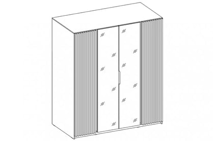 Skříň Sansi 2L2LAM se zrcadlem a lamelami 200 cm - černá / dubové lamely evoke skříň Kaja 2L2LAM z zrcadlem 200 cm - černá / lamele dub evoke