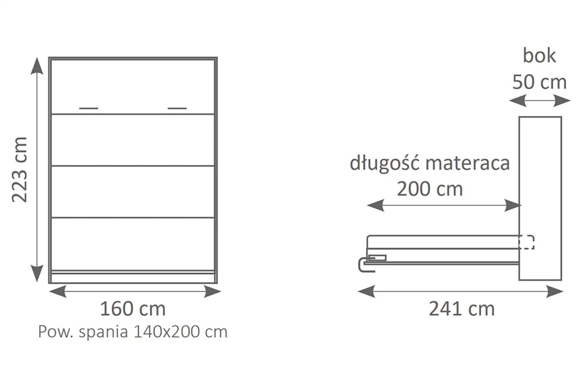 Sklápacia posteľ vertikálna Genius 140x200 s písacím stolom - čierna / dub lancelot Polkotapczan vertikálny Genius 140x200 s písacím stolom - Čierny / Dub lancelot