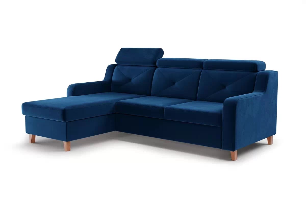 Rohová sedačka Laksaro s rozkladom ľavostranná - modrý zamat Trinity 31 Rohová sedacia súprava Ľavá strana s funkciou spania Laksaro - Modrý zamat Trinity 31