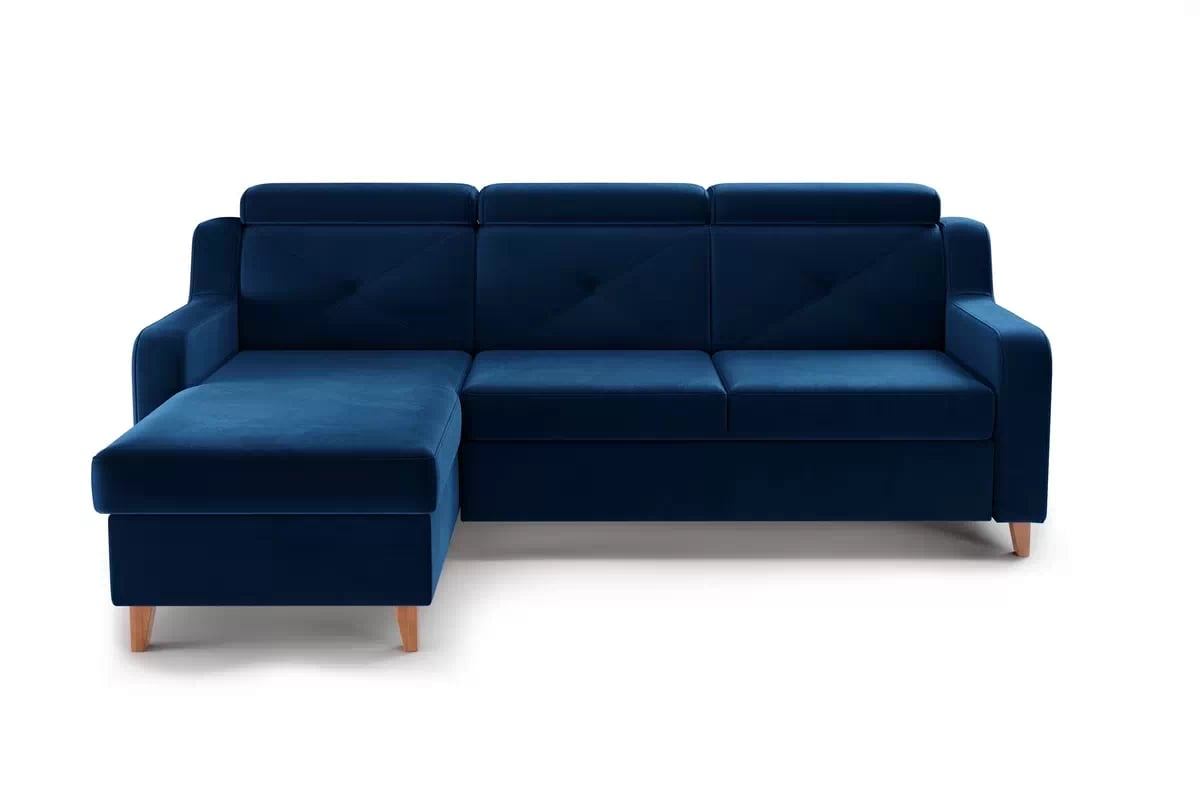 Rohová sedačka Laksaro s rozkladom ľavostranná - modrý zamat Trinity 31 Rohová sedacia súprava Ľavá strana s funkciou spania Laksaro - Modrý zamat Trinity 31