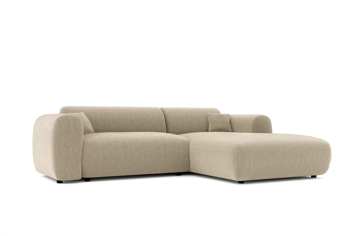 Rohová sedací souprava Zastia pravá - béžová látka Crown 2 Rohová sedací souprava pravá strana do obývacího pokoje Zastia - béžová plecionka Crown 2