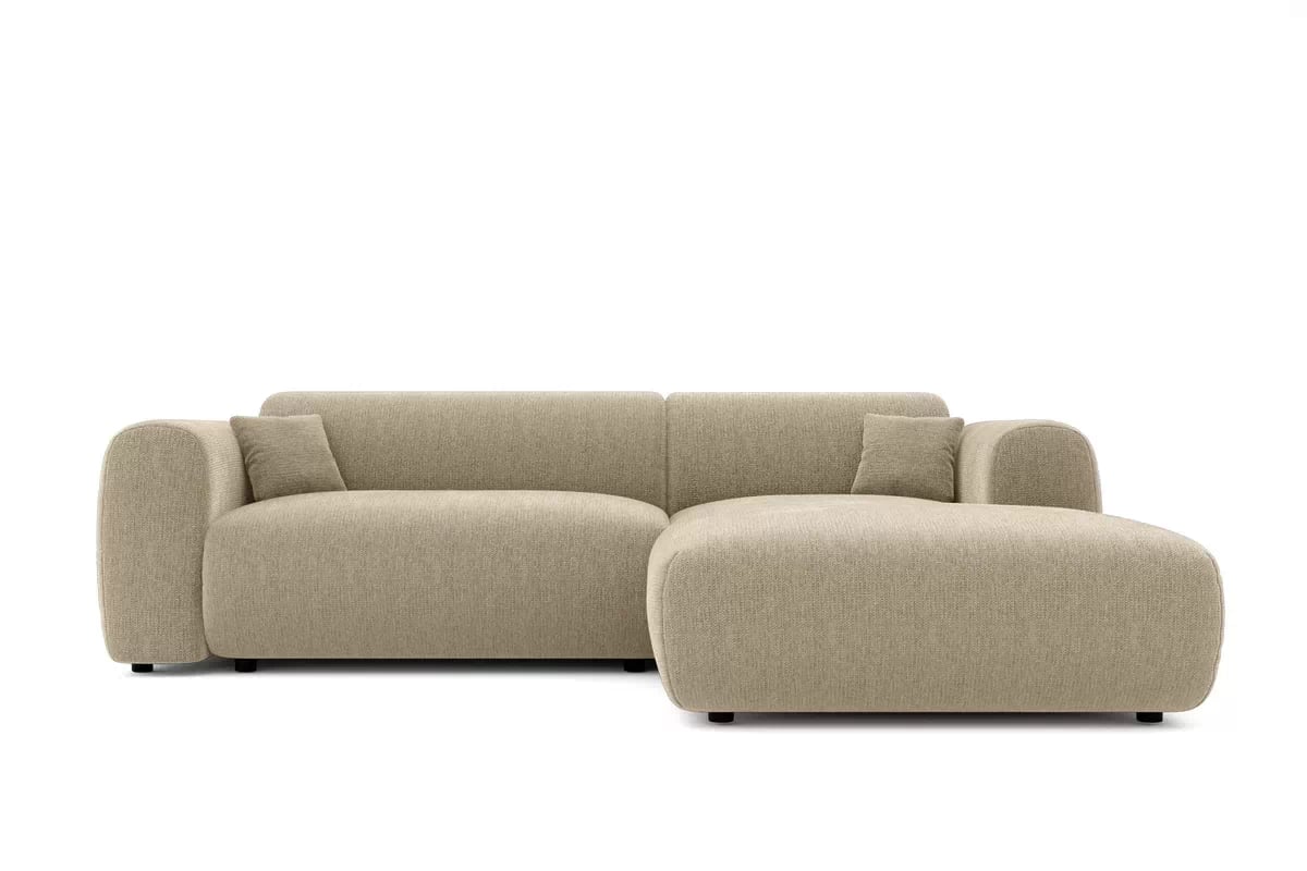 Rohová sedací souprava Zastia pravá - béžová látka Crown 2 Rohová sedací souprava pravá strana do obývacího pokoje Zastia - béžová plecionka Crown 2