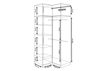 Rohová skriňa Bali s nadstavcom 109 cm - Dub wellington Rohová skriňa Bali z nadstawka 109 cm - Dub wellington