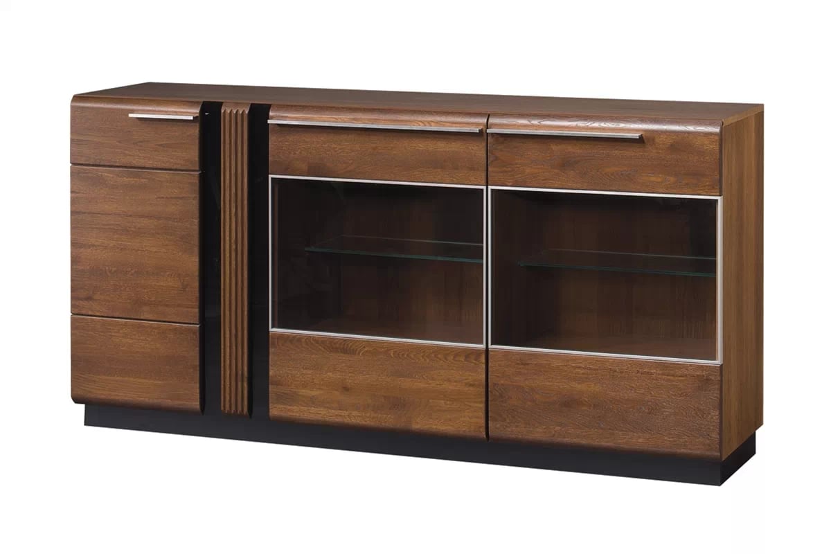 Dřevěná komoda Porti 48 s prosklenými čely 180 cm - dub antický dřevěná Komoda Porti 48 z przeszklonymi frontami 180 cm - dub antický