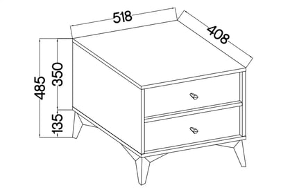 Noční stolek Lotina I 2S se zásuvkami 52 cm - černý grafit / zlaté nohy Noční stolek Lotina 2S se zásuvkami 52 cm - černá grafit / černá Nohy