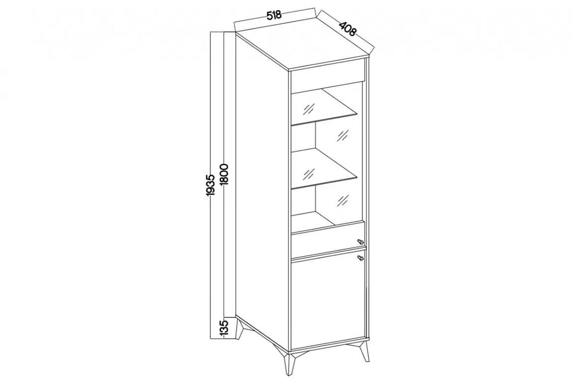 Vitrína Lotina I 2F - 52 cm - čierny grafit / zlaté nožičky Vitrína Lotina I 2F - 52 cm - Čierny grafit / zlote nožičky