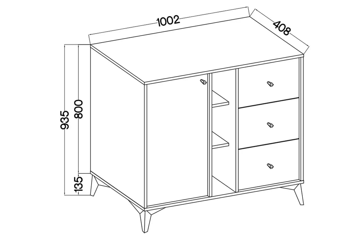 Komoda Lotina I 1F3S so zásuvkami 100 cm - čierny grafit / zlaté nožičky Komoda Lotina I 1F3S so zásuvkami 100 cm - Čierny grafit / zlote nožičky