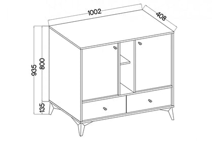 Komoda Lotina I 2F3S so zásuvkami 100 cm - čierny grafit / zlaté nožičky Komoda Lotina I 2F3S so zásuvkami 100 cm - Čierny grafit / zlote nožičky