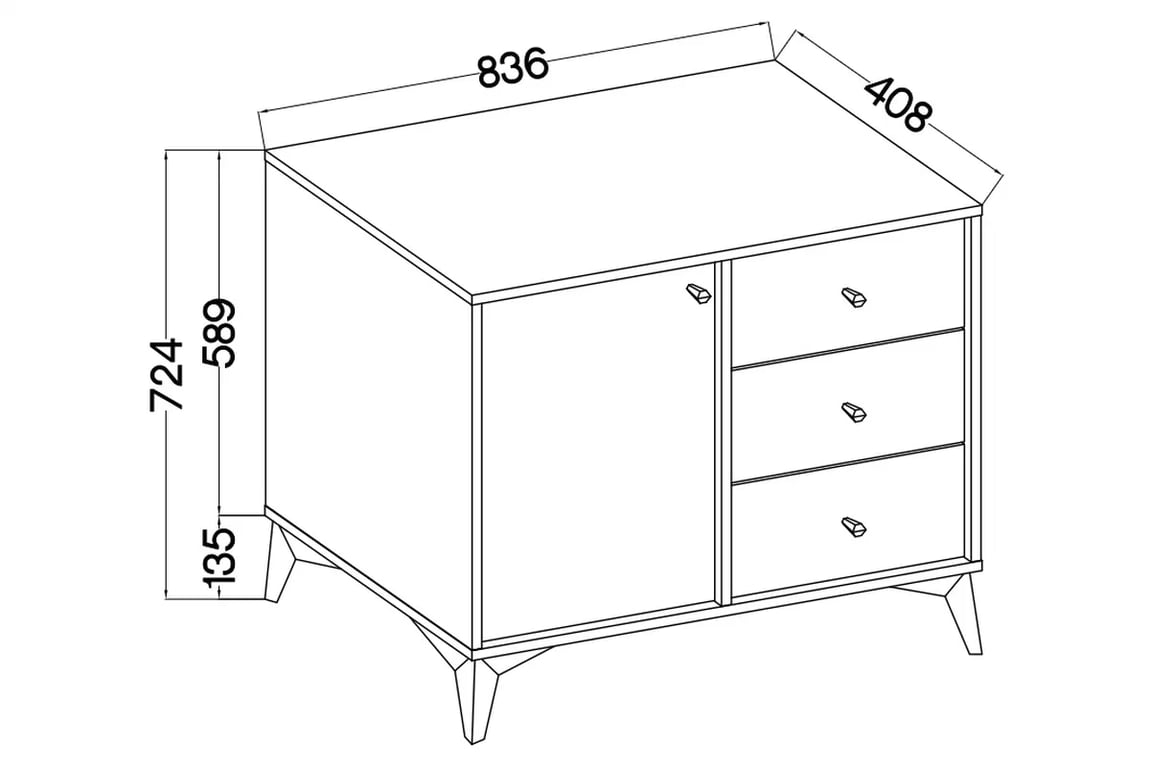 Komoda Lotina I 1F3S so zásuvkami 84 cm - čierny grafit / zlaté nožičky Komoda Lotina I 1F3S so zásuvkami 84 cm - Čierny grafit / zlote nožičky