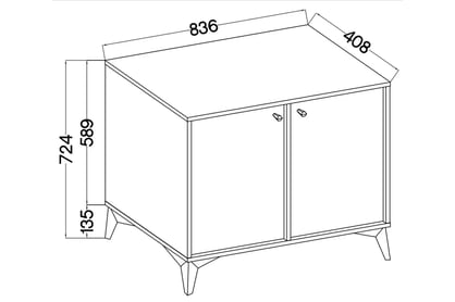 Komoda Lotina I 2F 84 cm - písková béžová / zlaté nohy Komoda Lotina I 2F - 84 cm - béžová Pískový / zlaté Nohy