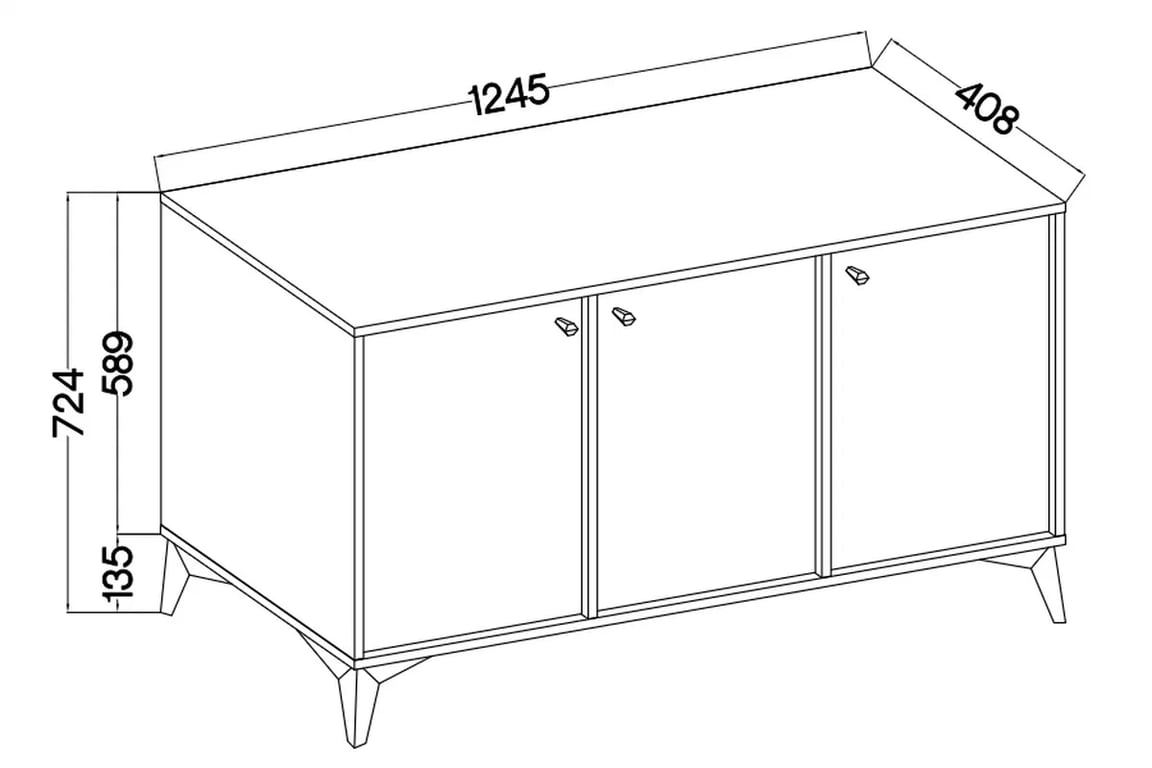 Komoda Lotina I 3F 125 cm - černý grafit / zlaté nohy Komoda Lotina I 3F - 125 cm - černá grafit / zlaté Nohy