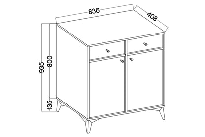 Komoda Lotina I 2F2S se zásuvkami 84 cm - písková béžová / zlaté nohy Komoda Lotina I 2F2S se zásuvkami 84 cm - béžová Pískový / zlaté Nohy