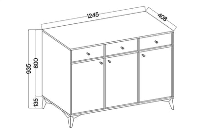 Komoda Lotina I 3F3S se zásuvkami 125 cm - písková béžová / zlaté nohy Komoda Lotina I 3F3S se zásuvkami 125 cm - béžová Pískový / zlaté Nohy