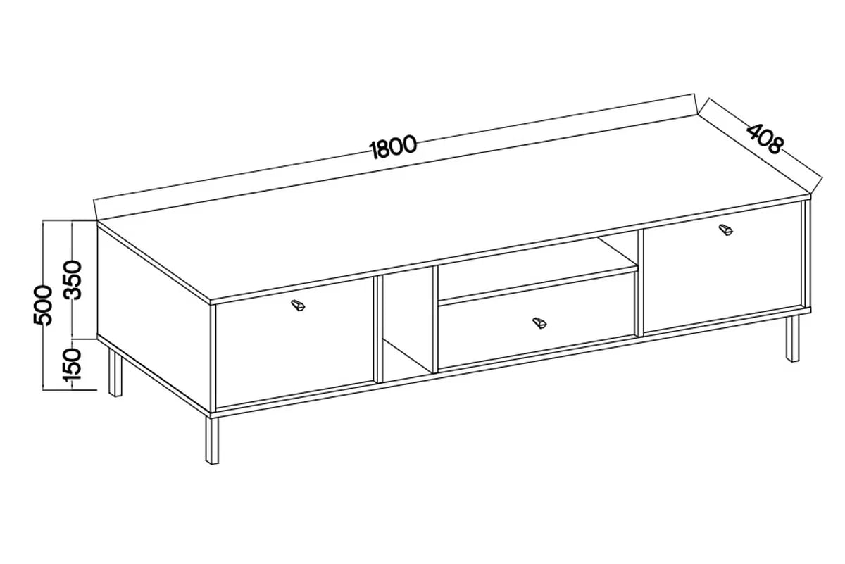 TV stolek Lotina II 2K1S se zásuvkou 180 cm - písková béžová / zlaté nožky Skříňka RTV Lotina II 2K1S z szuflada 180 cm - béžová Pískový / zlaté Nohy