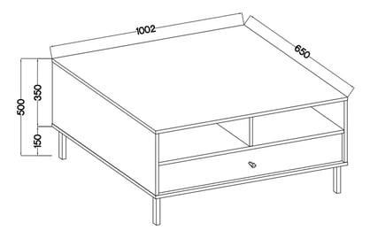 Konferenční stolek Lotina II 1S se zásuvkou 100x65 cm - písková béžová / zlaté nožky stolek kawowy Lotina II 1S z szuflada 100x65 cm - béžová Pískový / zlaté Nohy