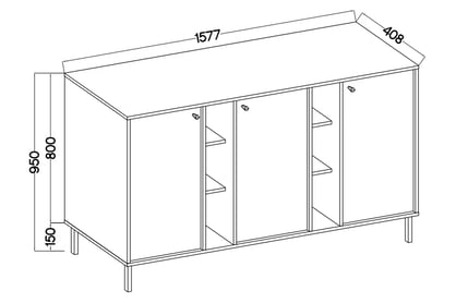 Komoda Lotina II 158 cm 3F - písková béžová / zlaté nožky Komoda Lotina II 3F - 158 cm - béžová Pískový / zlaté Nohy