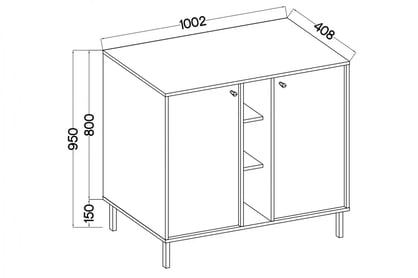 Komoda Lotina II 100 cm 2F - písková béžová / zlaté nožky Komoda Lotina II 2F - 100 cm - béžová Pískový / zlatá Nohy