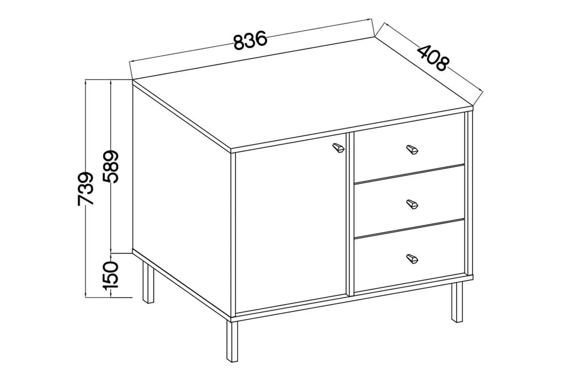 Komoda Lotina II 84 cm 1F3S se zásuvkami - písková béžová / zlaté nožky Komoda Lotina II 1F3S se zásuvkami 84 cm - béžová Pískový / zlaté Nohy